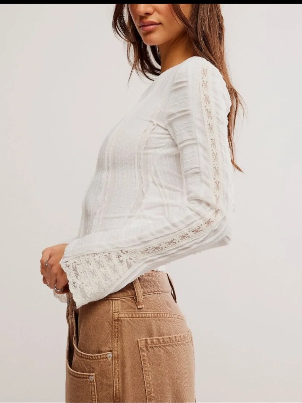 NWT FREE PEOPLE Rocky Long Sleeve / White SZ: XL